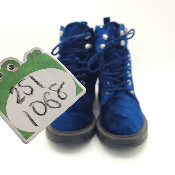 Steve Madden Revive blue crushed velvet boots ankle women's size 8 - Picture 8 of 9